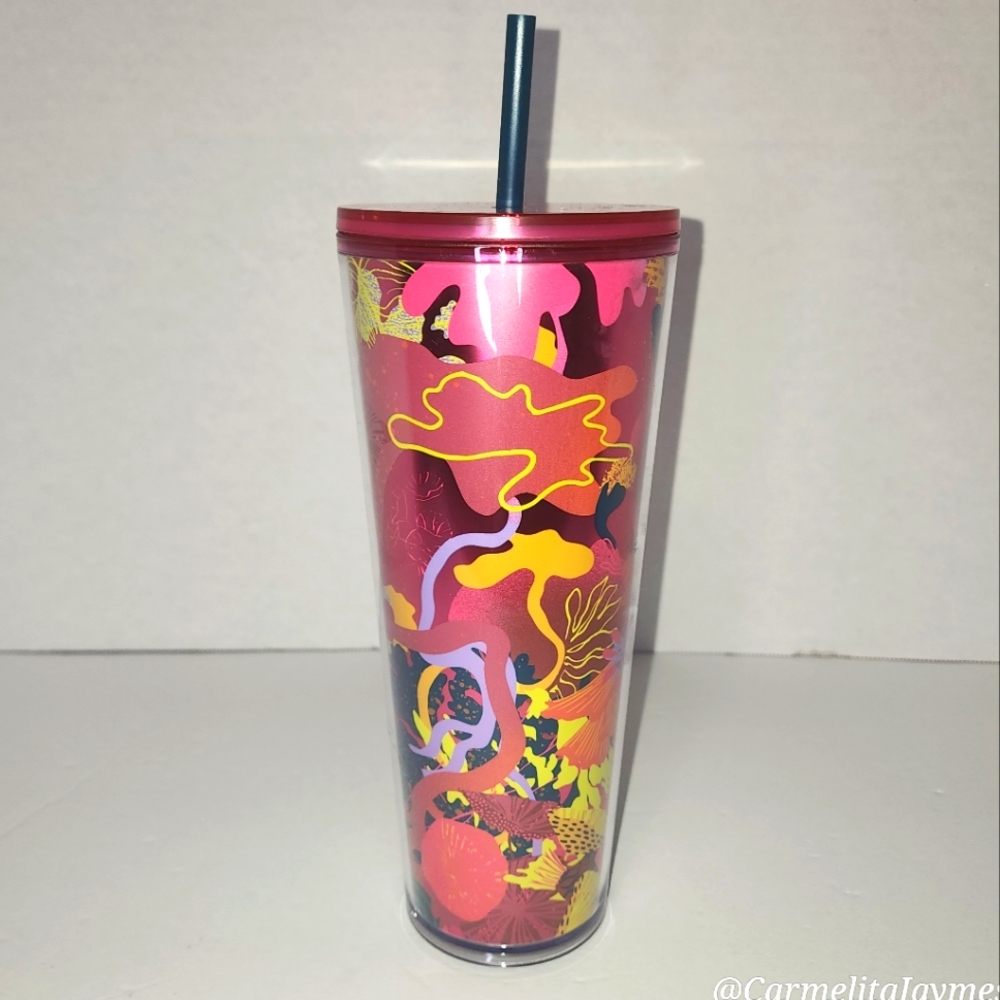 🍂 STARBUCKS 🥤 Fall Colors Leaf Like Pattern Venti 24oz Starbucks Cold Cup NWT